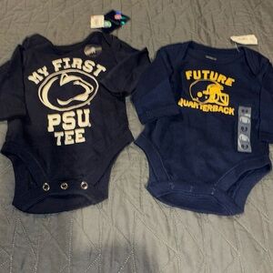 2 New NWT old navy baby 0-3 m  my first PSU tee and future quarterback bodysuit